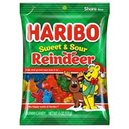 Haribo Holiday Sweet and Sour Reindeer 4oz Bag 