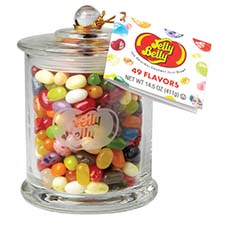 Jelly Belly 49 Flavor Classic Glass Candy Jar with 14.5 oz Jelly Belly Beans 