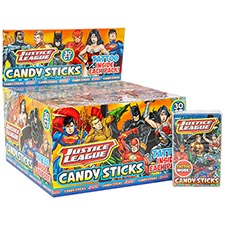 Justice League Candy Sticks with Tattoo 30ct Box 