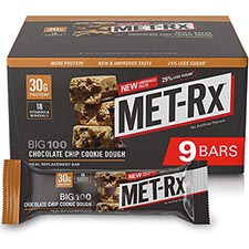 MET Rx Big 100 Chocolate Chip Cookie Dough 9ct Box 