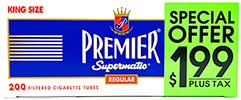Premier Supermatic Full Flavor King Size Tubes 200ct PP 1.99 