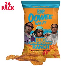 RAP SNACKS Oowee Wavy Migos BBQ With My Honey Ranch 2.5oz Bags 24ct Box 