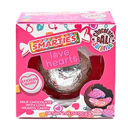 Smarties Love Hearts Chocolate Ball Surprise with Stickers 1.05oz Box 