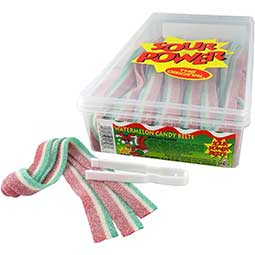 Sour Power Watermelon Candy Belts 42.3oz Tub 