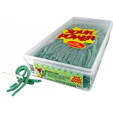 Sour Power Straws Green Apple Tub 