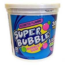 Super Bubble Assorted Bubble Gum 300ct Tub 