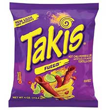 Takis Fuego Hot Chili Pepper and Lime Tortilla Chips 4oz 20ct Box 