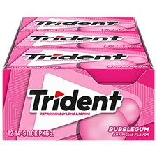 Trident Sugar Free Gum BubbleGum 12ct Box 