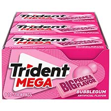 Trident Sugar Free Gum Mega Bubble Gum 9ct Box 