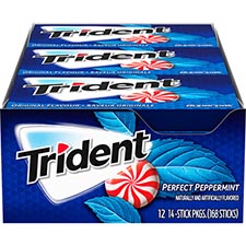 Trident Sugar Free Gum Perfect Peppermint 12ct Box 