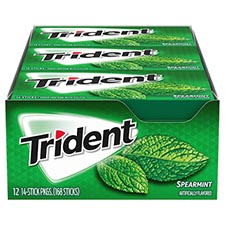 Trident Sugar Free Gum Spearmint 12ct Box 