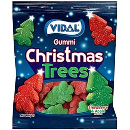 Vidal Christmas Gummi Sugared Trees Strawberry and Apple flavored 3.5oz Bag 
