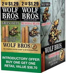 Wolf Bros Green Sweet and Russian Cream Cigarillos Combo 