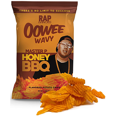 RAP SNACKS Oowee Wavy Master P Honey BBQ 2.5oz Bag Expires March 11th 2025 