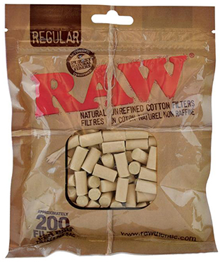 Raw Natural Cotton Filter Tips 200ct Bag 