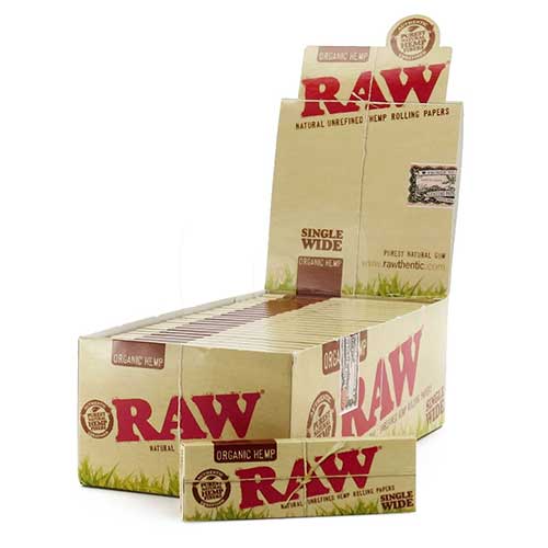 RAW Organic Hemp Single Wide Rolling Papers 50ct Box (50 Leaves) 