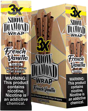 Show Diamond French Vanilla Wraps 25 Packs of 3 