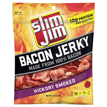 Slim Jim Hickory Smoked Bacon Jerky 2.75oz Bag 