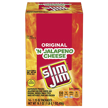 Slim Jim Original n Jalapeno Cheese 14ct Box 