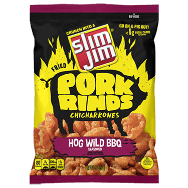 Slim Jim Pork Rinds Hog Wild BBQ 12 Bags 