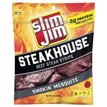 Slim Jim Steakhouse Smokin Mesquite Strips 3.15oz Bag 