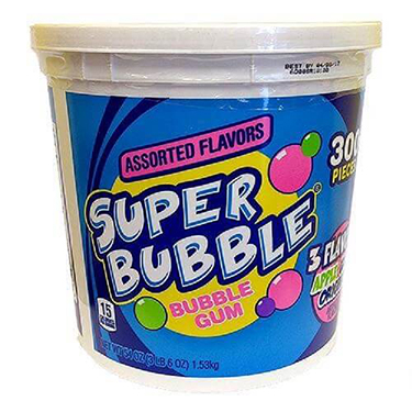 Super Bubble Assorted Bubble Gum 300ct Tub 