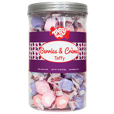 Taffy Town Berries and Creme Salt Water Taffy 18oz Gift Canister 