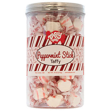 Taffy Town Peppermint Stick Salt Water Taffy 18oz Gift Canister 