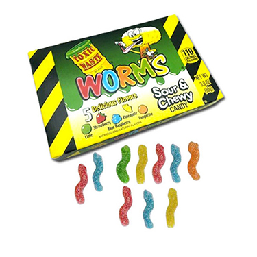 Toxic Waste Sour and Chewy Worms 3oz Box 