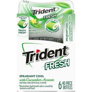 Trident Sugar Free Gum Fresh Spearmint Cool 6ct Box 