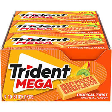 Trident Sugar Free Gum Mega Tropical Twist 9ct Box 