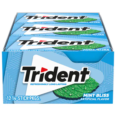 Trident Sugar Free Gum Mint Bliss 12ct Box 