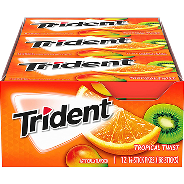 Trident Sugar Free Gum Tropical Twist 12ct Box 