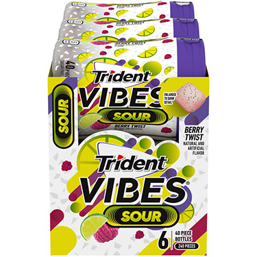 Trident Sugar Free Gum Vibes Sour Berry Twist 6ct Box 