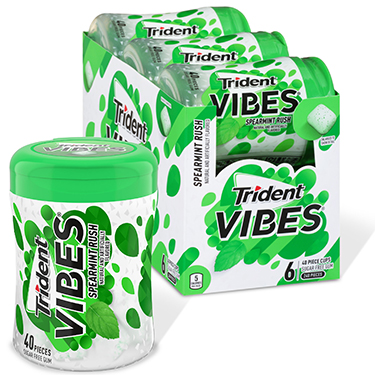 Trident Sugar Free Gum Vibes Spearmint Rush 6ct Box 