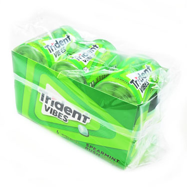 Trident Sugar Free Gum Vibes Spearmint Rush 6ct Box 