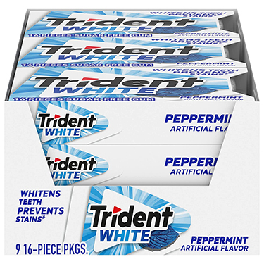 Trident Sugar Free Gum White Peppermint 9ct Box 