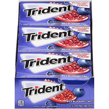 Trident Sugar Free Gum Wild Blueberry Twist 12ct Box 