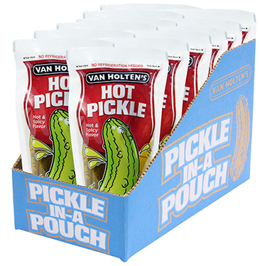 Van Holtens Jumbo Hot Dill Pickle Pouches 12ct 