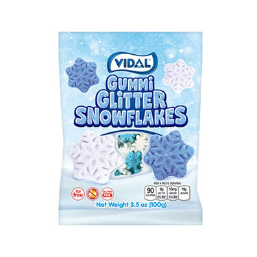 Vidal Christmas Gummi Snowflakes Vanilla and Raspberry Flavored 4.5oz Bag 