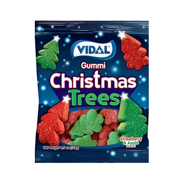 Vidal Christmas Gummi Sugared Trees Strawberry and Apple flavored 4.5oz Bag 