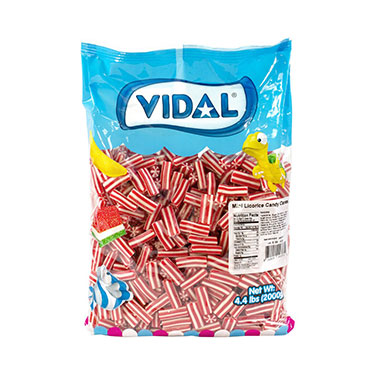 Vidal Christmas Mini Licorice Candy Canes Strawberry Flavor 4.4lb Bag 