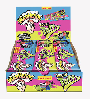 Warheads Taffy Bar 2 in 1 Tropical 24ct Box 