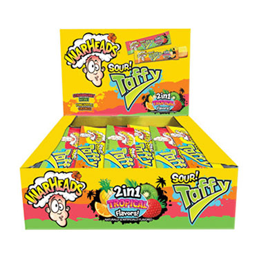 Warheads Taffy Bar 2 in 1 Tropical 24ct Box 