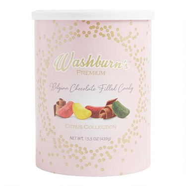 Washburn Belgium Chocolate Filled Citrus Mix 15.5oz Canister 