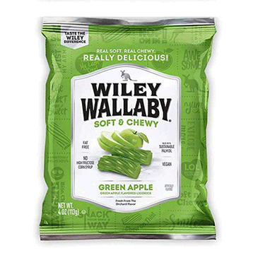 Wiley Wallaby Green Apple Licorice 4oz Bag 