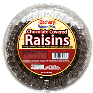 Zachary Chocolate Covered Raisins 12oz Tub 