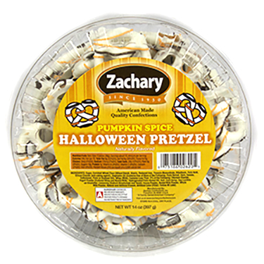 Zachary Halloween Pretzels Pumpkin Spice 14oz Tub 