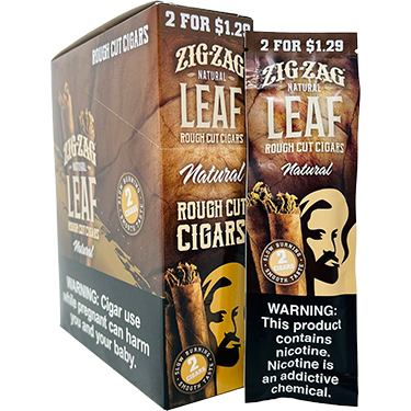 Zig Zag Leaf Rough Cut Cigars Natural 15 Packs of 2 