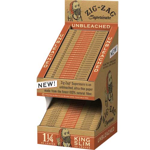 Zig Zag Unbleached 1.25 and King Rolling Papers 48ct Display 